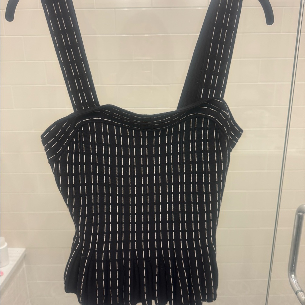 Express Black and White Patterned Crop Top
